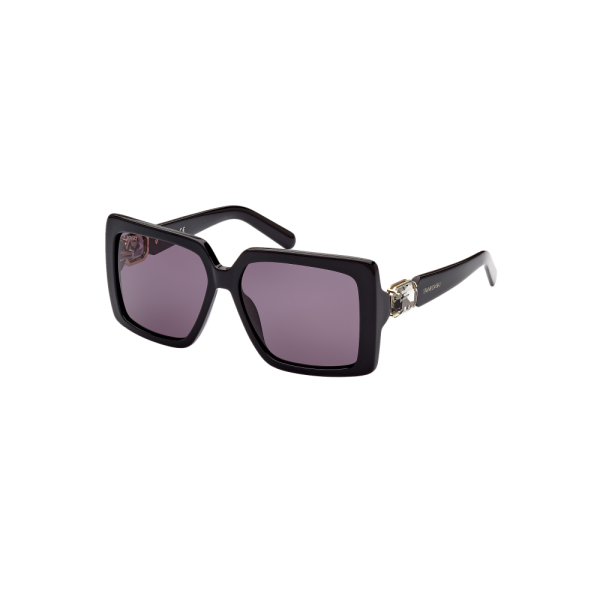 Óculos de Sol Swarovski , Tamanho Grande, Modelo Quadrado, Sk0351 01A, Preto