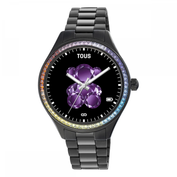 Smartwatch Tous T-Shine Connect | Preto com Zircónias Rainbow