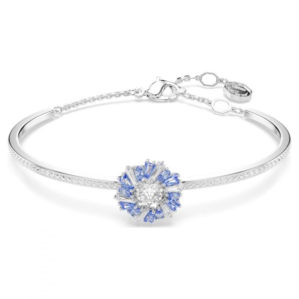 Bracelete Swarovski Idyllia Flor, Azul, Lacado a ródio