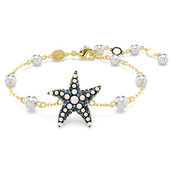Pulseira Swarovski Idyllia Crystal pearls, Estrela-do-mar, Multicor, Lacado a dourado M