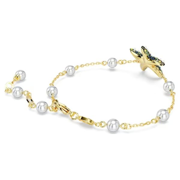 Pulseira Swarovski Idyllia Crystal pearls, Estrela-do-mar, Multicor, Lacado a dourado M