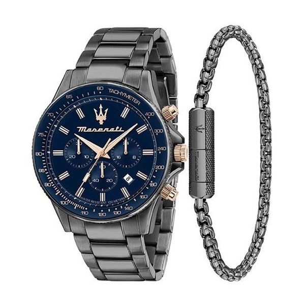 Conjunto Maserati Relógio Azul/Pulseira