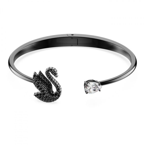 Bracelete Swarovski Swan Cisne Preto rodio