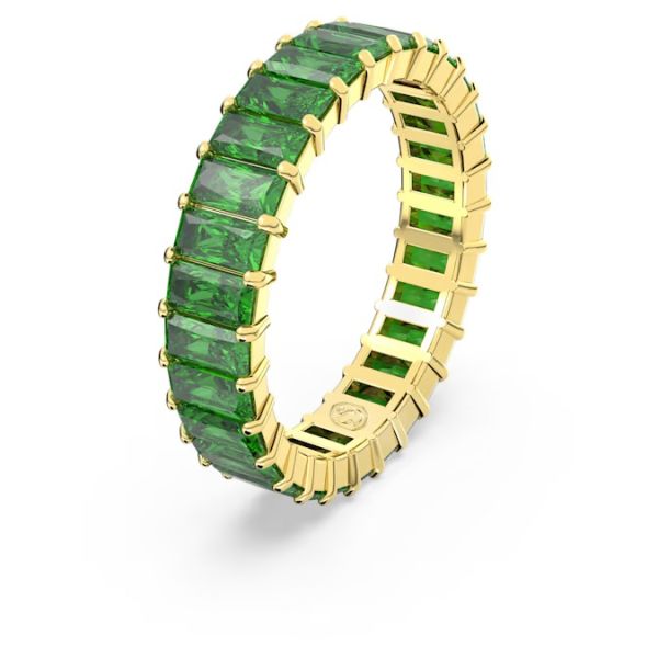 Anel Swarovski Matrix Baguete Verde dourado