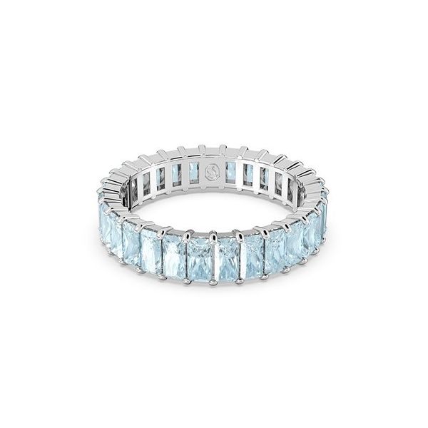 Anel Swarovski Matrix Baguete Azul rodio