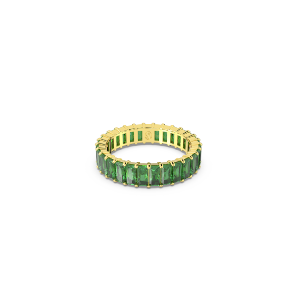Anel Swarovski Matrix Lapidação Baguete Verde Dourado