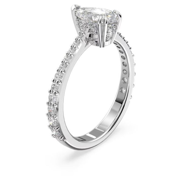 Anel Swarovski cocktail Millenia pera Pave Branco rodio