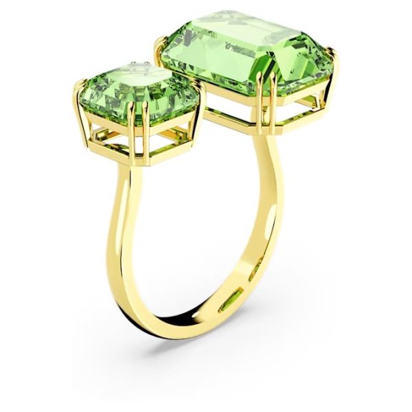 Anel Swarovski Millenia octogonal Verde dourado