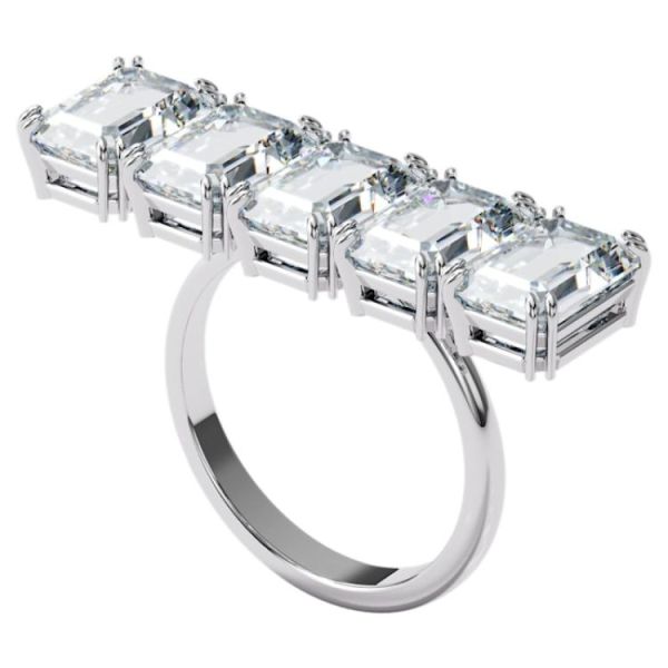Anel Swarovski Millenia octogonal Branco rodio