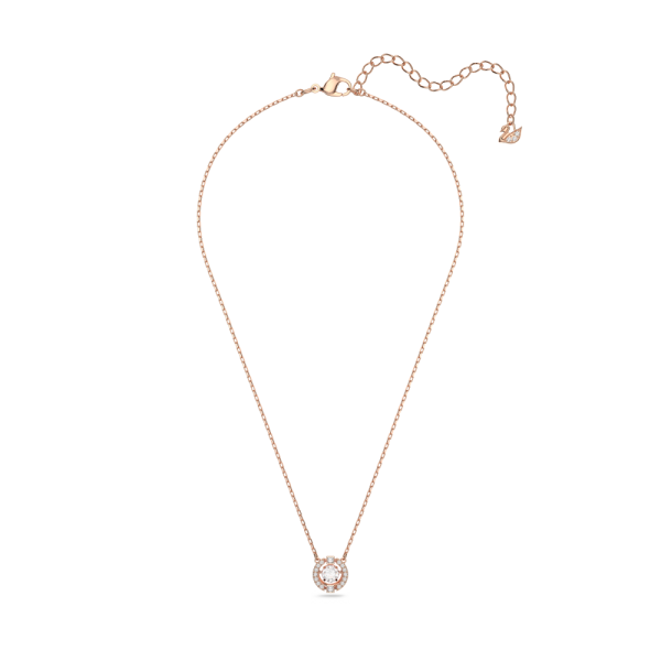 Colar Swarovski Sparkling Dance Lapidação Redonda Branco Lacado a Rosa Dourado