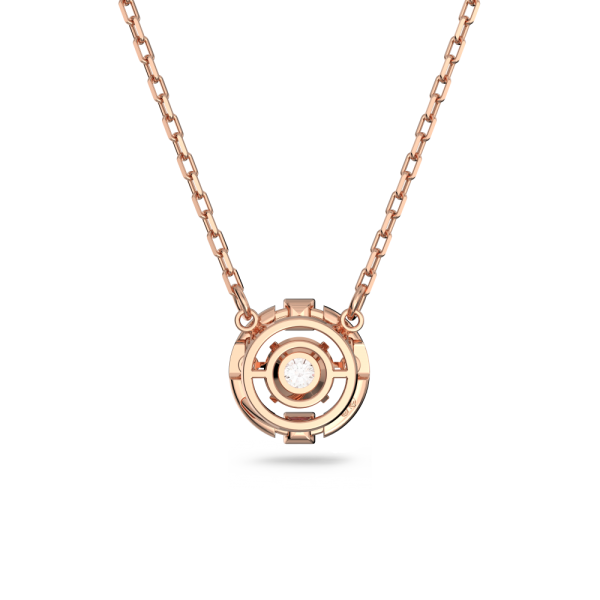 Colar Swarovski Sparkling Dance Lapidação Redonda Branco Lacado a Rosa Dourado