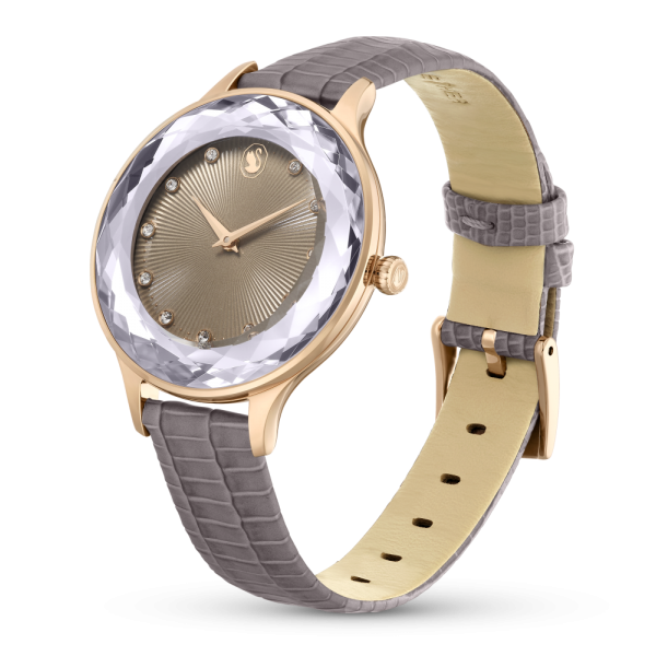 Relógio Swarovski Octea Nova Fabrico Suiço Pulseira Bege Acabamento em Rosa Dourado 5649999