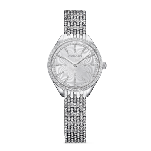 Relógio Swarovski Attract Fabrico Suiço Pavé Total Pulseira de Metal Prateado Aço Inoxidável 5644062