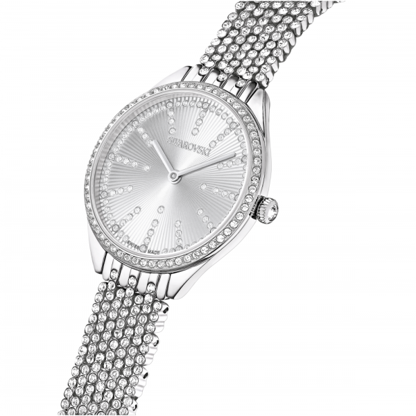 Relógio Swarovski Attract Fabrico Suiço Pavé Total Pulseira de Metal Prateado Aço Inoxidável 5644062