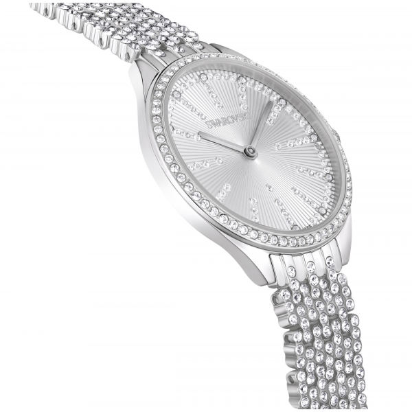 Relógio Swarovski Attract Fabrico Suiço Pavé Total Pulseira de Metal Prateado Aço Inoxidável 5644062