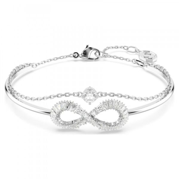 Bracelete Swarovski Hyperbola Infinity Branca Lacado a Ródio