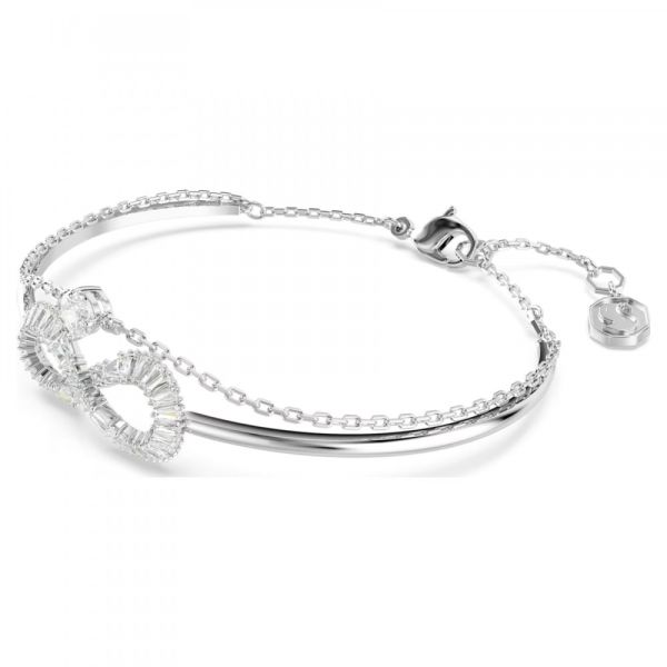 Bracelete Swarovski Hyperbola Infinity Branca Lacado a Ródio