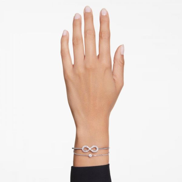 Bracelete Swarovski Hyperbola Infinity Branca Lacado a Ródio