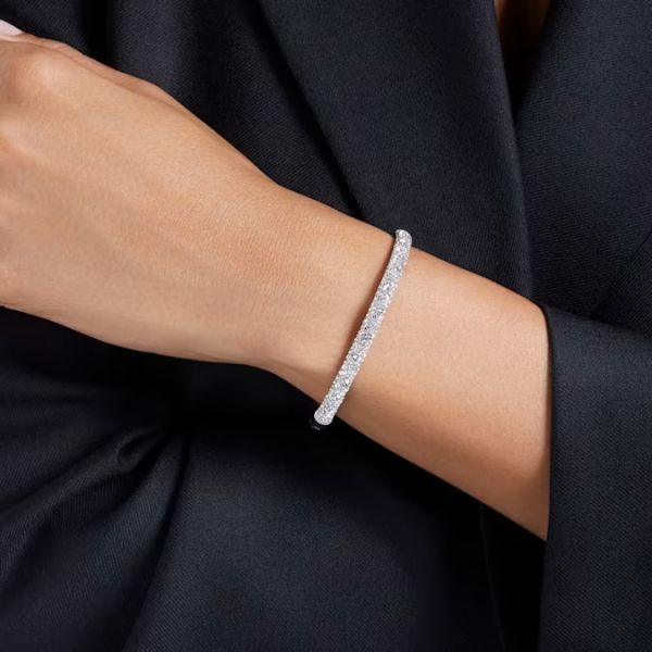 Bracelete Swarovski Meteora Snow Pavé Branca Lacado a Ródio L