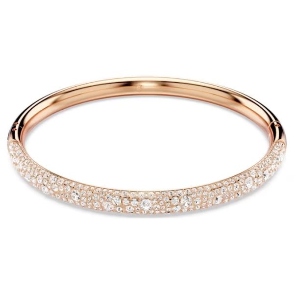 Bracelete Swarovski Meteora Snow Pavé Branca Lacado a Rosa Dourado M
