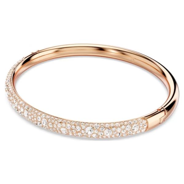 Bracelete Swarovski Meteora Snow Pavé Branca Lacado a Rosa Dourado M