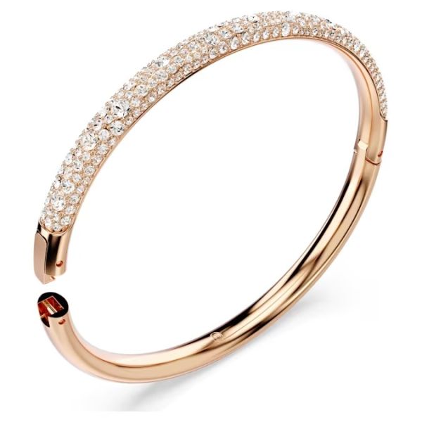 Bracelete Swarovski Meteora Snow Pavé Branca Lacado a Rosa Dourado M
