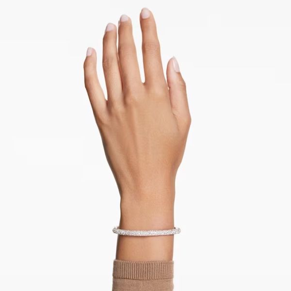Bracelete Swarovski Meteora Snow Pavé Branca Lacado a Rosa Dourado M