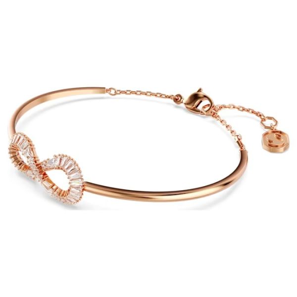 Bracelete Swarovski Hyperbola Infinity Branca Lacado a Rosa Dourado