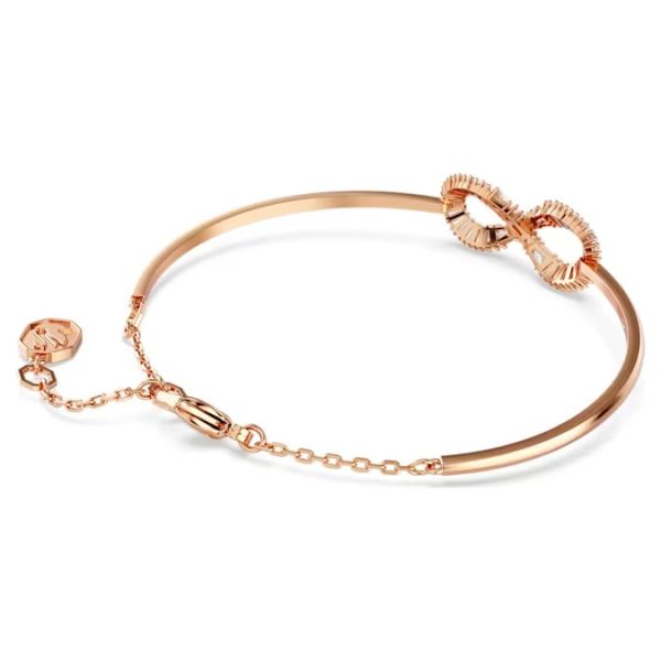 Bracelete Swarovski Hyperbola Infinity Branca Lacado a Rosa Dourado