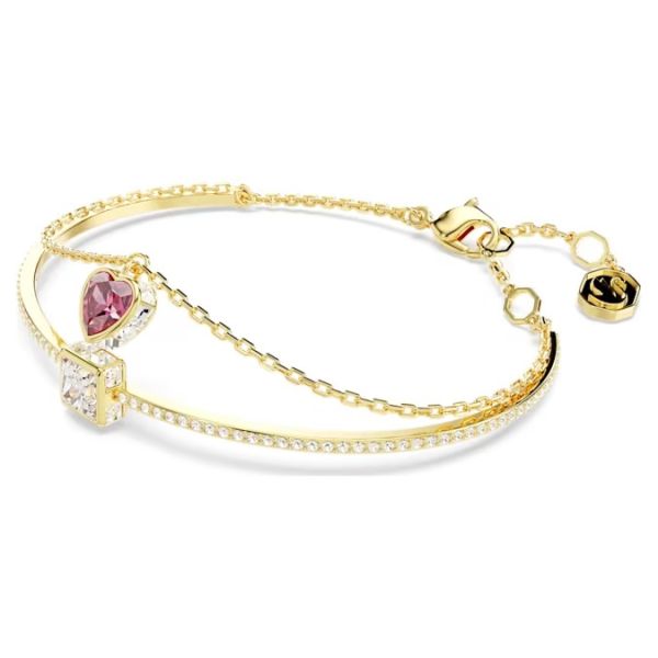 Bracelete Swarovski Chroma Coração Vermelha Lacado a Dourado