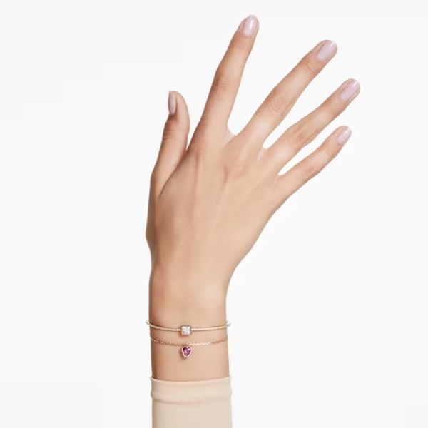 Bracelete Swarovski Chroma Coração Vermelha Lacado a Dourado