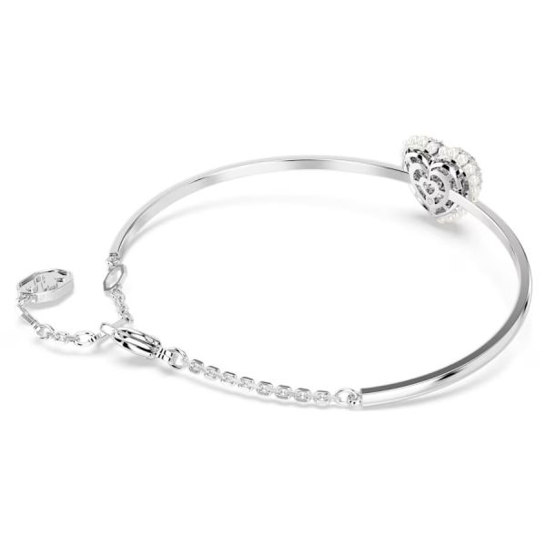 Bracelete Swarovski Hyperbola Coração Branca Lacado a Ródio