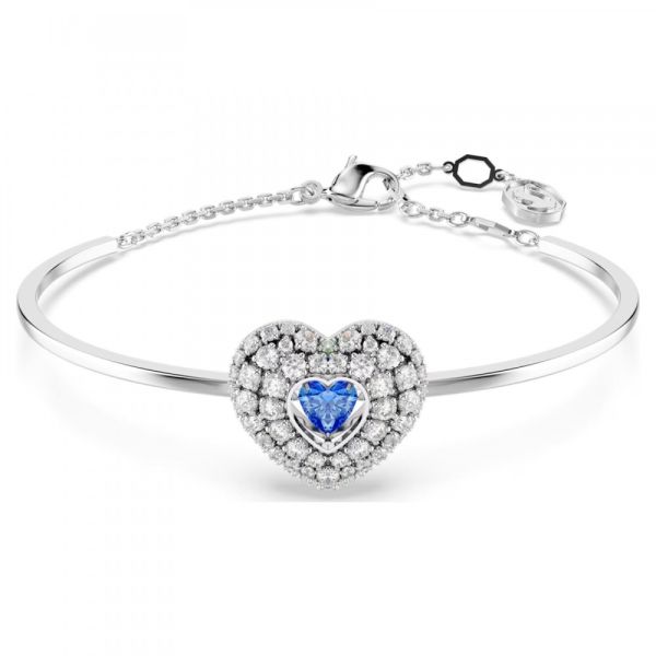 Bracelete Swarovski Hyperbola Coração Azul Lacado a Ródio