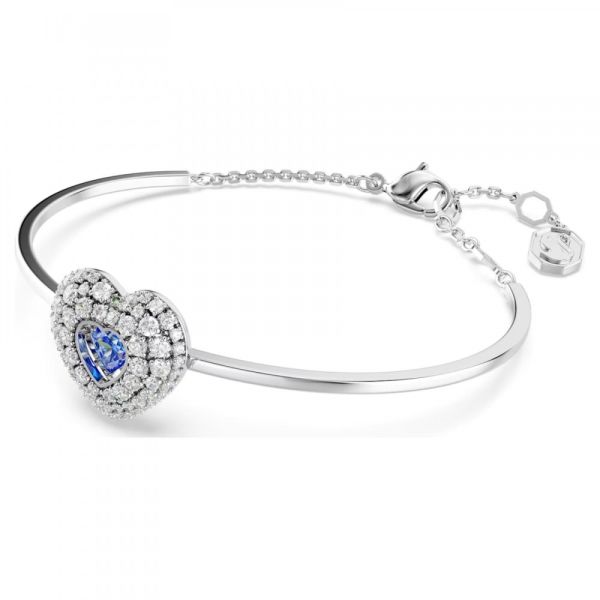 Bracelete Swarovski Hyperbola Coração Azul Lacado a Ródio