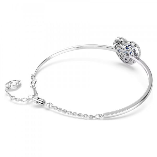 Bracelete Swarovski Hyperbola Coração Azul Lacado a Ródio