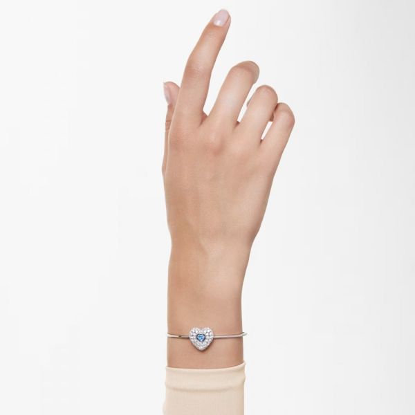 Bracelete Swarovski Hyperbola Coração Azul Lacado a Ródio