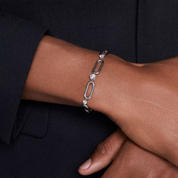 Pulseira Swarovski Constella Branca Lacado a ródio