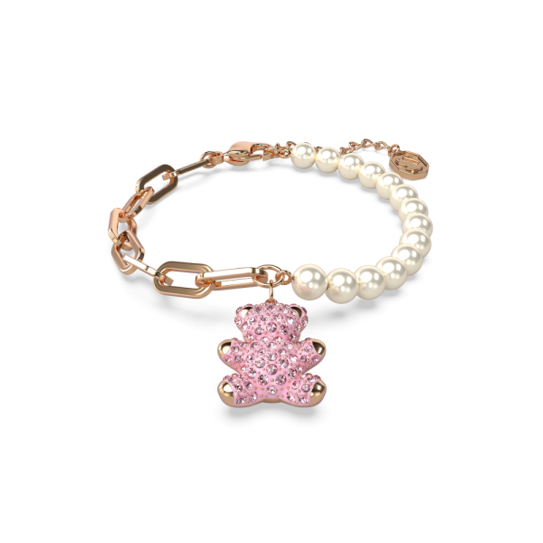 Pulseira Swarovski Teddy Urso Rosa Lacado a Rosa Dourado