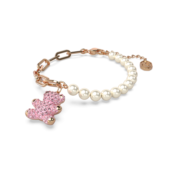 Pulseira Swarovski Teddy Urso Rosa Lacado a Rosa Dourado