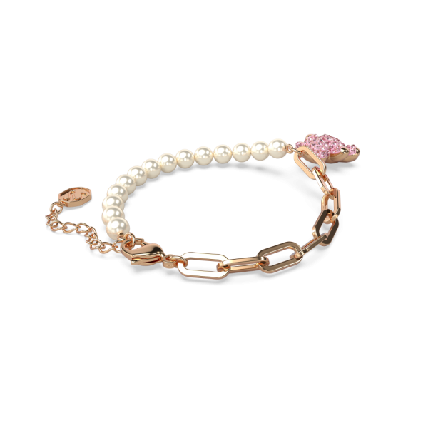 Pulseira Swarovski Teddy Urso Rosa Lacado a Rosa Dourado