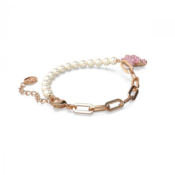 Pulseira Swarovski Teddy Urso Rosa Lacado a Rosa Dourado