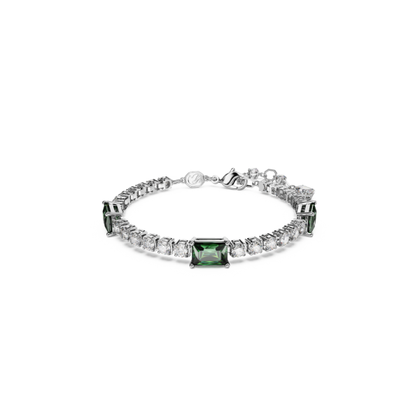 Pulseira Swarovski Matrix Tennis Combinação de Lapidações Verde Lacado a Ródio