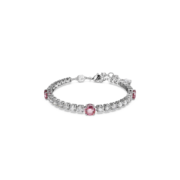 Pulseira Swarovski Matrix Tennis Combinação de Lapidações Rosa Lacado a Ródio