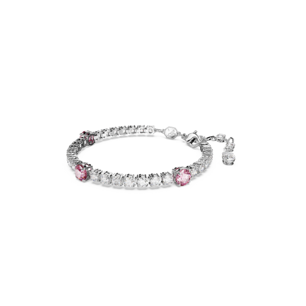 Pulseira Swarovski Matrix Tennis Combinação de Lapidações Rosa Lacado a Ródio