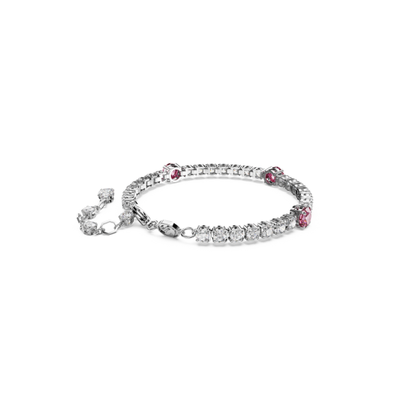 Pulseira Swarovski Matrix Tennis Combinação de Lapidações Rosa Lacado a Ródio