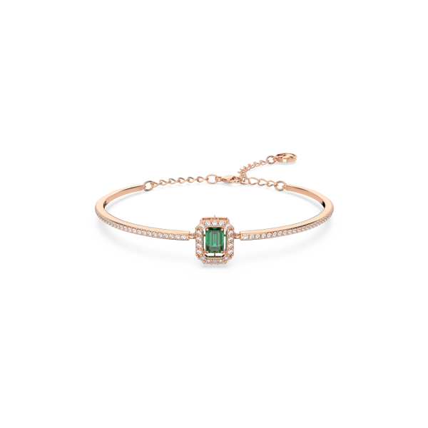 Bracelete Swarovski Millenia Lapidação Octogonal Pavé Verde Lacado a Rosa Dourado