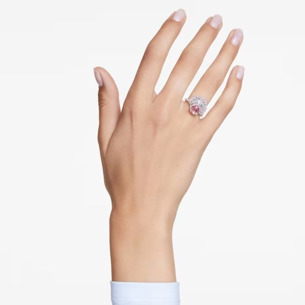 Anel Swarovski cocktail Idyllia Combinação de lapidações Concha Rosa Lacado a ródio 58