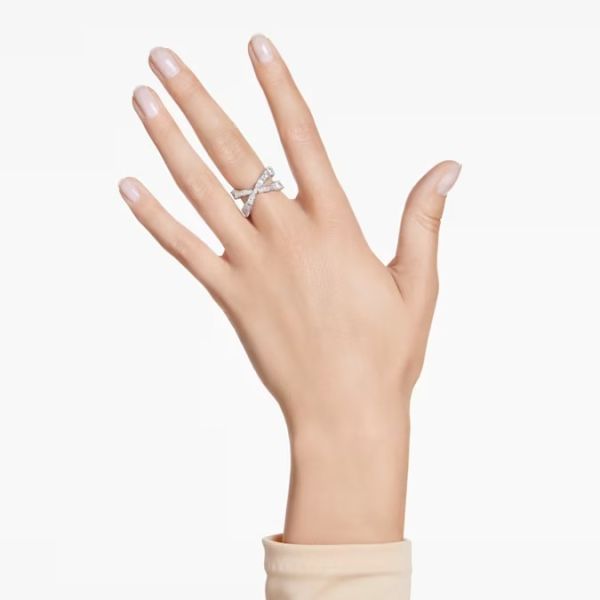 Anel Swarovski Hyperbola Infinity Branco Acabamento em Prata 60
