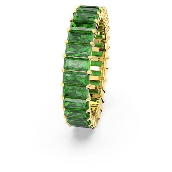 Anel Swarovski Matrix Lapidação Baguete Verde Lacado a dourado 52