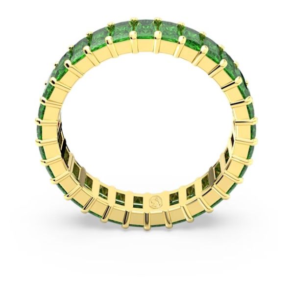 Anel Swarovski Matrix Lapidação Baguete Verde Lacado a dourado 52
